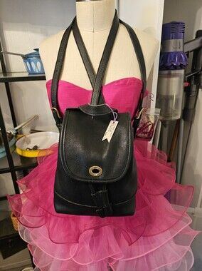 CHIC Vintage COACH Black Leather Backpack Purse - Classic Bag